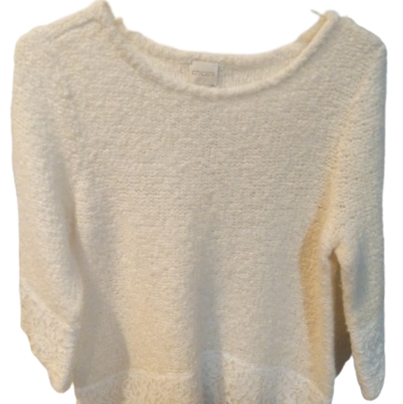 Chicos Jasmine Lace Trim Romantic Pullover Tunic Sweater Size 2 - Picture 7 of 16